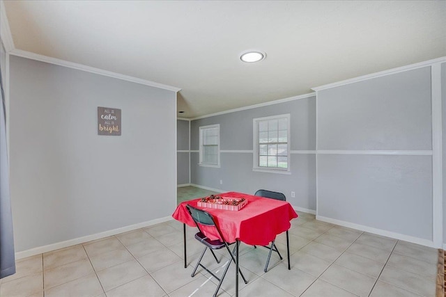 dining room with ornamental molding