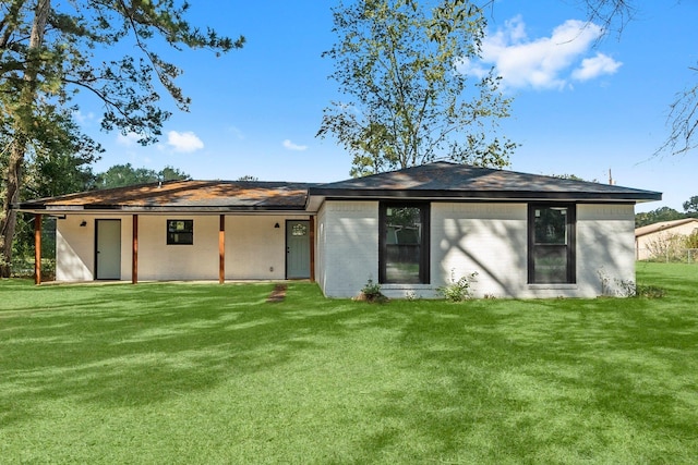 back of house featuring a yard