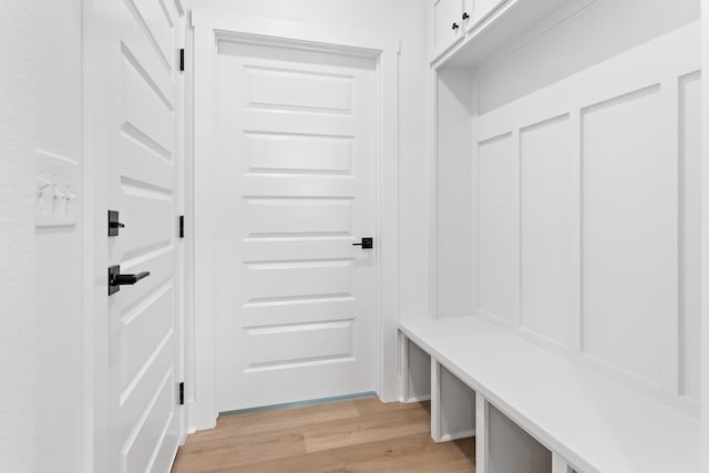 mudroom with light wood-type flooring