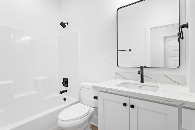 full bathroom featuring vanity, toilet, and shower / bath combination