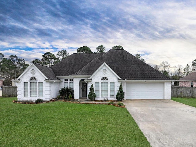 735 Jacob Cir, Orange, TX 77630 - view of front of house featuring driveway, an attached garage, brick siding, and roof with shingles