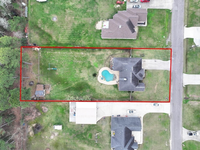 735 Jacob Cir, Orange, TX 77630 - aerial overview of property's location featuring property parcel outlined and a pool area