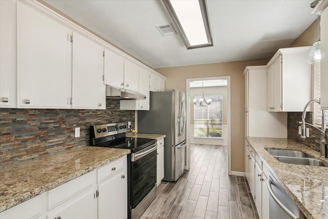 kitchen featuring sink, white cabinets, and appliances with stainless steel finishes