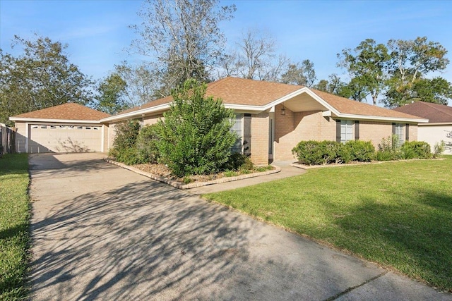 ranch-style home with a front lawn