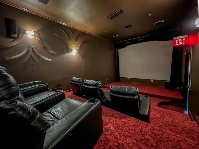 cinema room featuring carpet