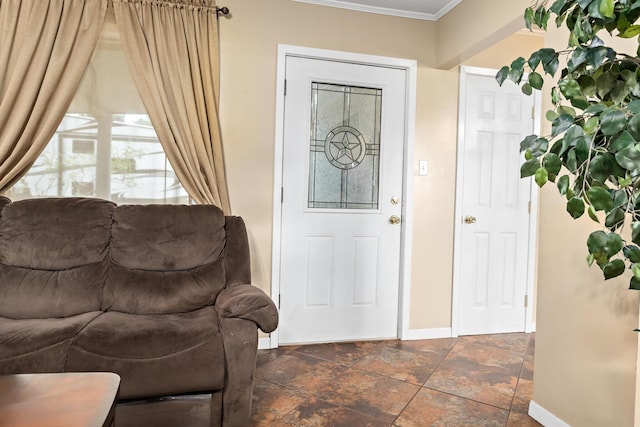 171 Ridgewood St, Bridge City, TX 77611 - entrance foyer featuring baseboards, ornamental molding, and stone finish floors