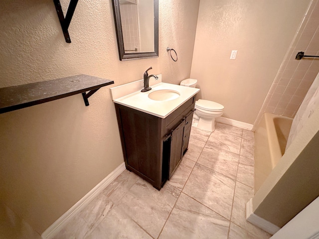 4438 W Edgar Ave, Orange, TX 77630 - bathroom with a textured wall, vanity, marble look tiles, and shower / bath combo
