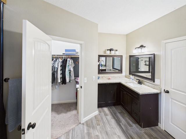 7090 Carroll Ln, Beaumont, TX 77713 - bathroom with wood finished floors, vanity, and a spacious closet