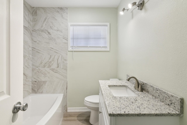 bathroom featuring hardwood / wood-style floors, vanity, and toilet