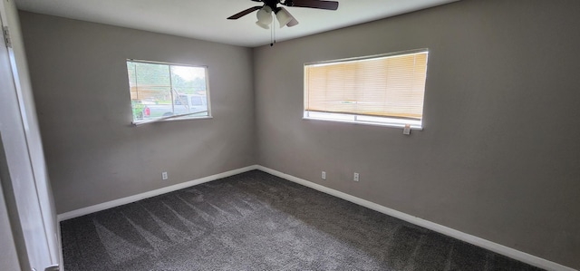 carpeted empty room with ceiling fan