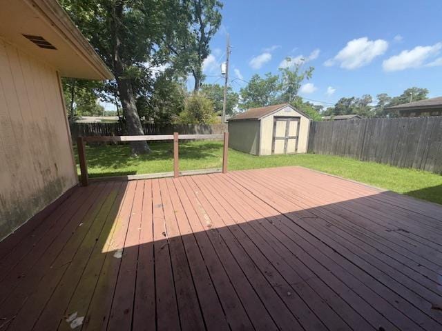 290 Rosine St, Beaumont, TX 77707 - wooden deck featuring a storage unit and a fenced backyard
