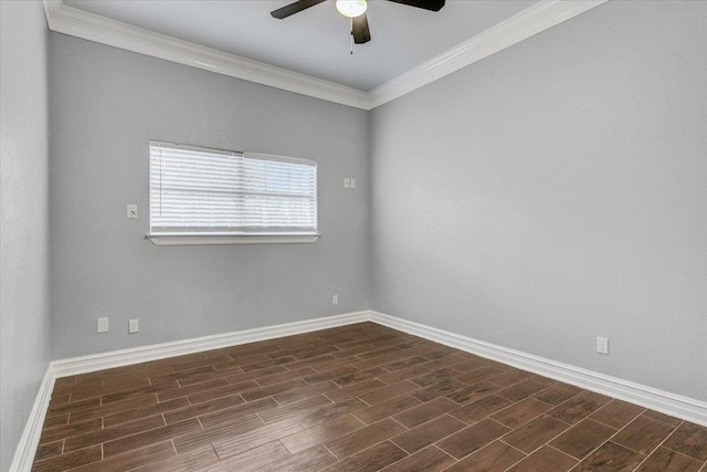 unfurnished room featuring crown molding and ceiling fan