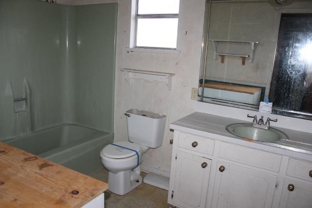 full bathroom featuring tile patterned floors, vanity, toilet, and shower / bathtub combination