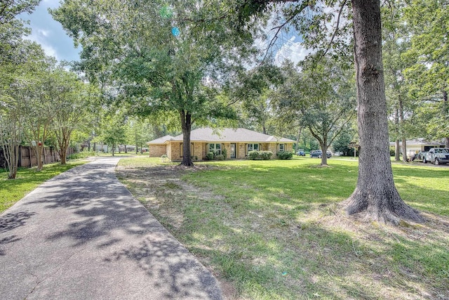 246 Pinevale Way, Sour Lake, TX 77659 - view of front of home with asphalt driveway, a front lawn, and brick siding
