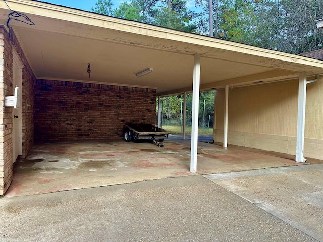 view of parking with a carport