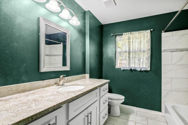 full bathroom featuring vanity, toilet, and shower / bath combination