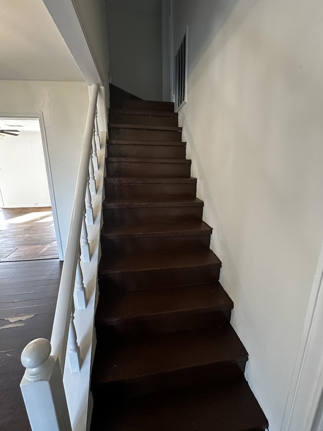 stairway with wood-type flooring