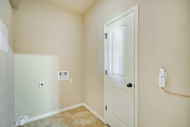 laundry area with electric dryer hookup and washer hookup