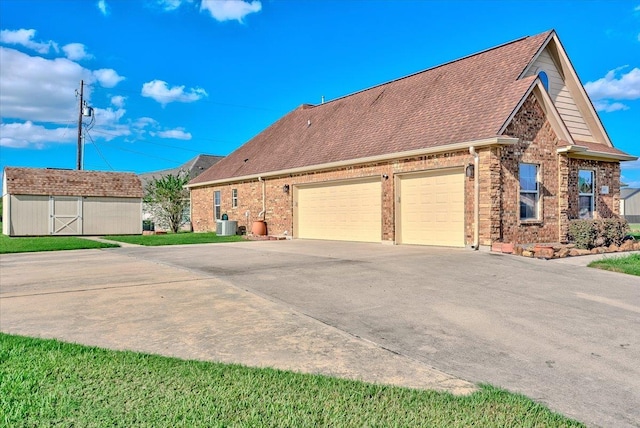 view of front of house with a storage unit