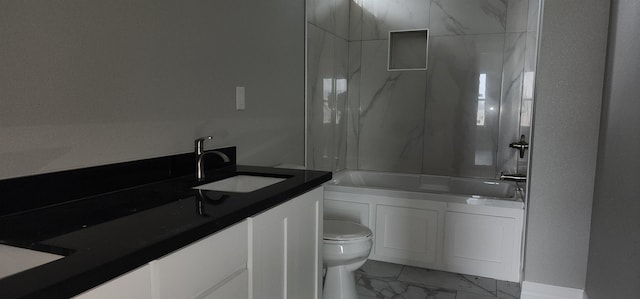 full bathroom featuring vanity, toilet, and tub / shower combination