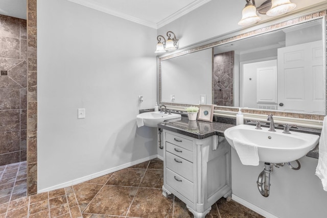 bathroom featuring sink and crown molding