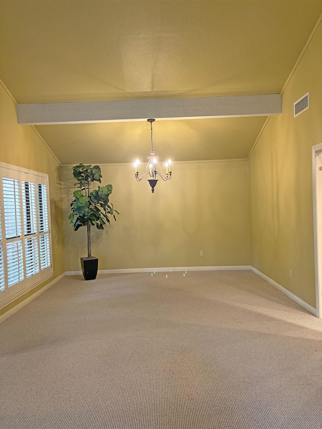 4370 Thomas Ln, Beaumont, TX 77706 - carpeted spare room featuring a chandelier and ornamental molding