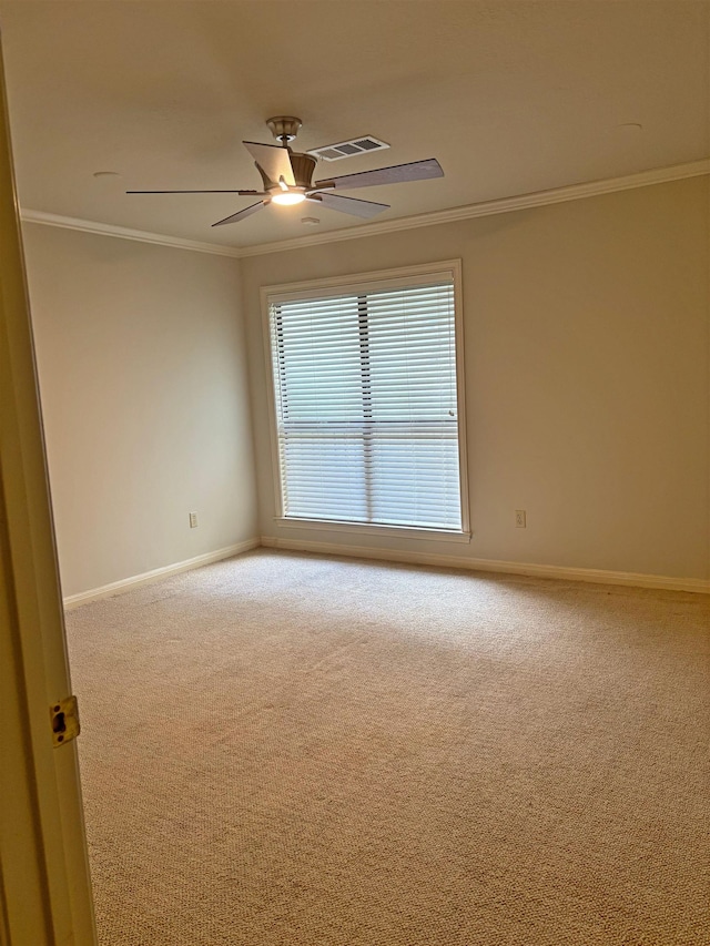 4370 Thomas Ln, Beaumont, TX 77706 - carpeted empty room with ornamental molding and ceiling fan