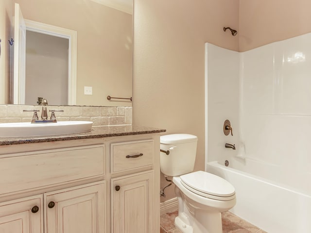 full bathroom with vanity, toilet, and shower / bath combination