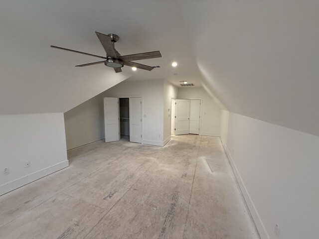 3547 Lily Ln, Beaumont, TX 77713 - additional living space featuring vaulted ceiling, ceiling fan, baseboards, and recessed lighting