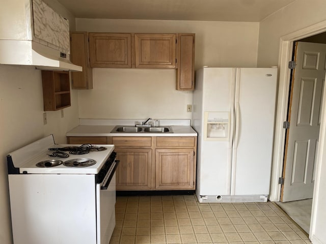 kitchen with white appliances and sink