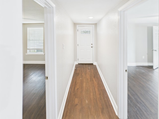 1325 S Main St, Vidor, TX 77662 - corridor with baseboards and dark wood-type flooring