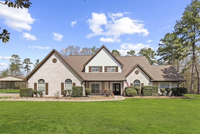 6 John Loop, Lumberton, TX 77657 - view of front of home featuring brick siding, a front lawn, and roof with shingles