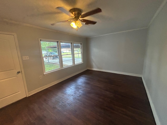 850 Orange St, Vidor, TX 77662 - unfurnished room featuring dark wood-style flooring, crown molding, and ceiling fan