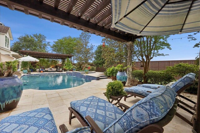5160 Littlechase Dr, Beaumont, TX 77706 - view of pool featuring a pergola, a patio, and a fenced backyard