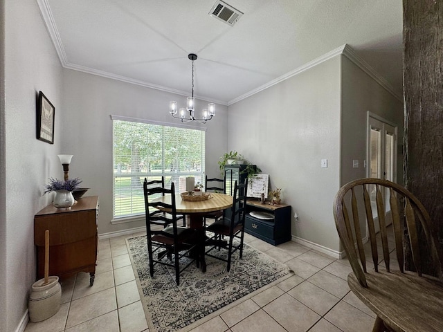 15590 S Fm 92, Spurger, TX 77660 - dining area with a chandelier, light tile patterned floors, and ornamental molding