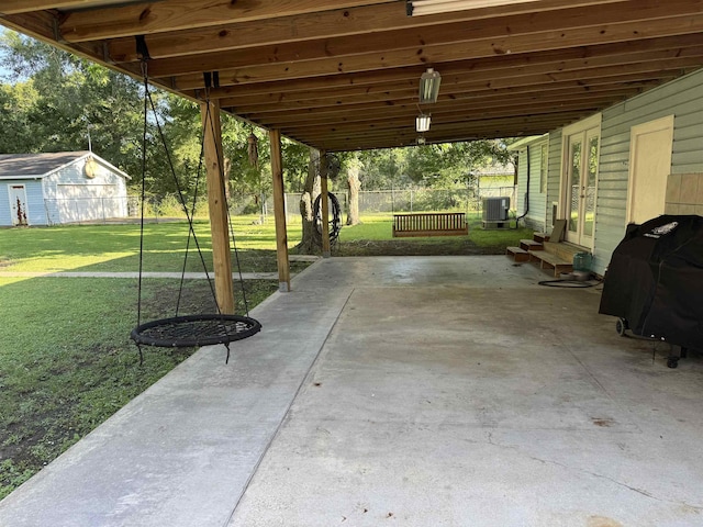 6358 Nick Ave, Port Arthur, TX 77640 - view of patio / terrace with area for grilling, entry steps, central AC unit, and an attached carport