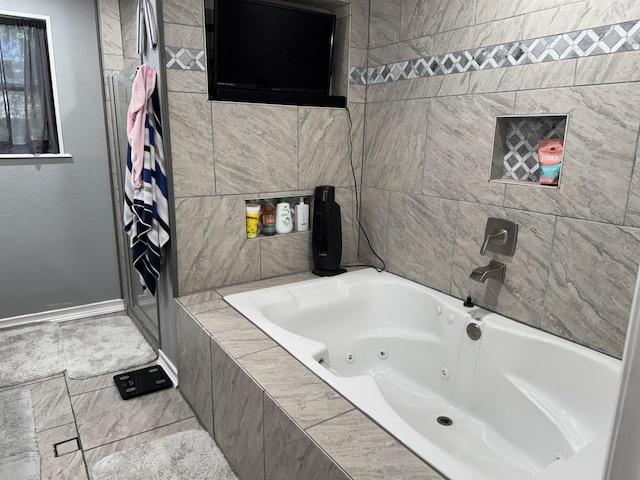 6358 Nick Ave, Port Arthur, TX 77640 - full bathroom with a whirlpool tub and tiled shower