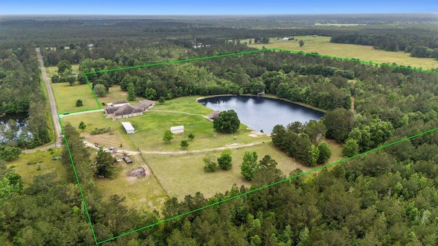 2014 Fish Lk, Kountze, TX 77625 - aerial view featuring a water view, a view of trees, and a rural view