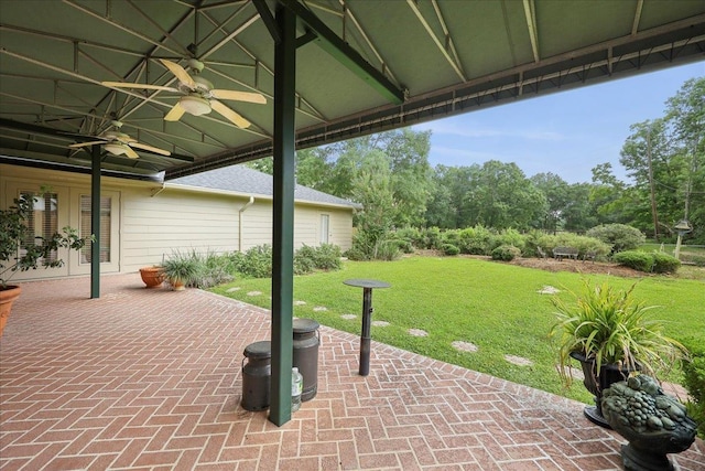 6125 Pinkstaff Ln, Beaumont, TX 77706 - view of patio / terrace with a ceiling fan and french doors