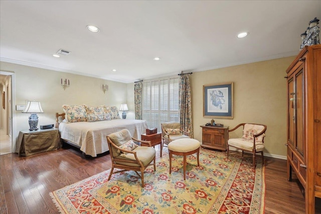 6125 Pinkstaff Ln, Beaumont, TX 77706 - bedroom with ornamental molding, wood finished floors, recessed lighting, and baseboards