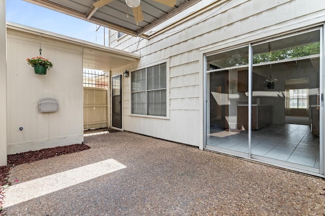view of patio with a ceiling fan