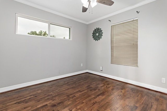 125 Needles, Vidor, TX 77662 - spare room featuring dark wood-style floors, ceiling fan, baseboards, and crown molding