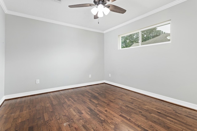 125 Needles, Vidor, TX 77662 - unfurnished room featuring a ceiling fan, dark wood finished floors, baseboards, and ornamental molding