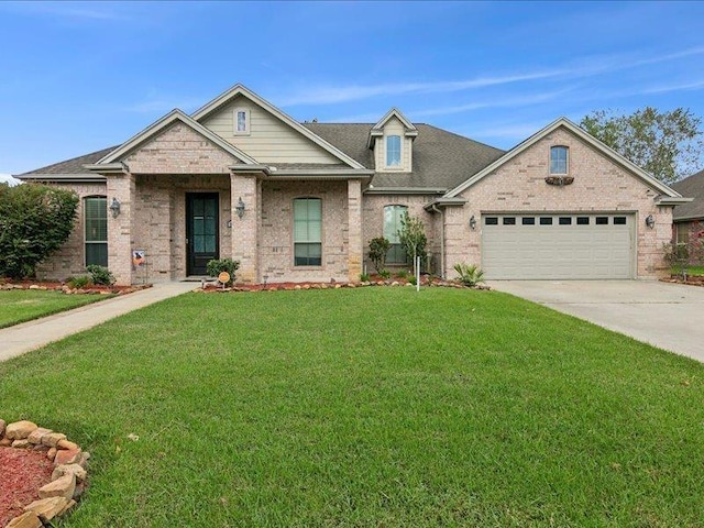 view of front facade featuring a garage and a front yard