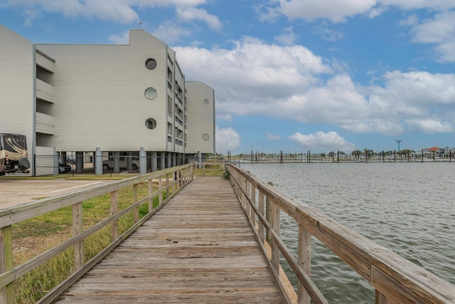 view of dock featuring a water view