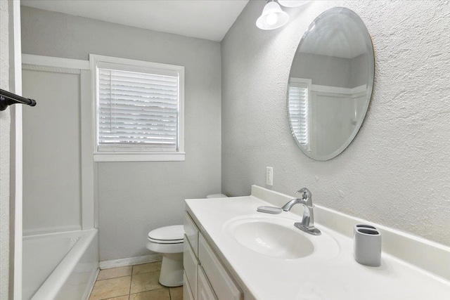 bathroom featuring tile patterned flooring, vanity, and toilet