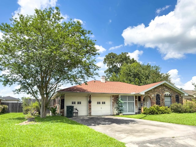 6470 Wilder Dr, Beaumont, TX 77706 - ranch-style house featuring an attached garage, driveway, a chimney, and brick siding