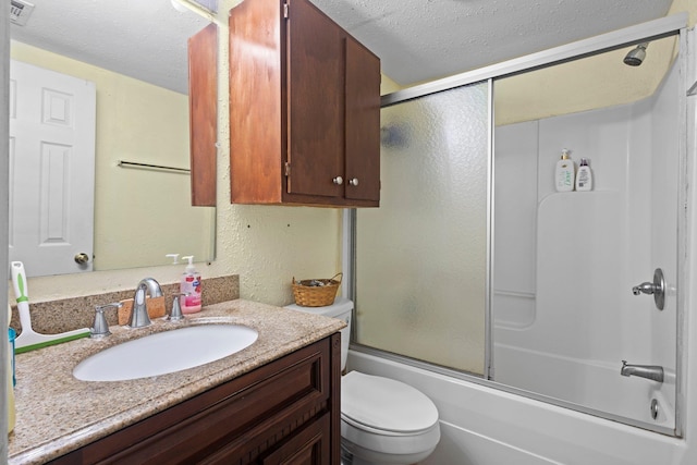 2850 S Major Dr, Beaumont, TX 77707 - full bathroom with vanity, a textured ceiling, and enclosed tub / shower combo