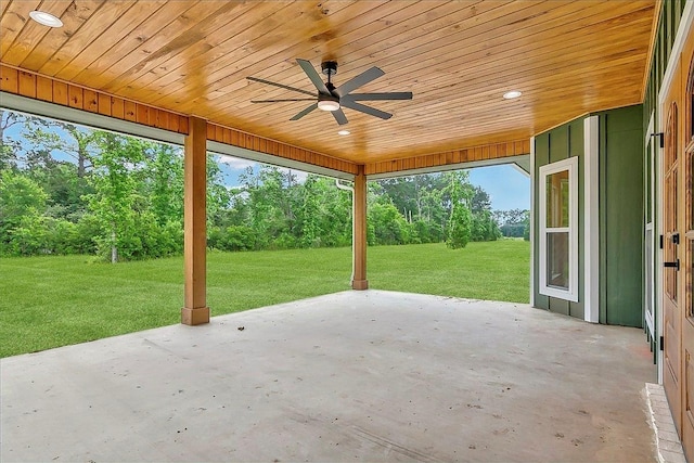 view of patio / terrace featuring ceiling fan