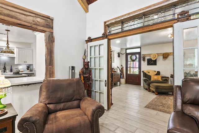 living area with light wood-type flooring